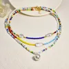 3pcs Bohemia Colorful Seed Beads Imitation Pearl Pendant Necklaces Women Fashion Summer Beach Jewelry