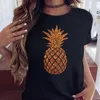 Damskie topy moda złoty ananas nadruk krótki rękaw T-koszulka Harajuku streetwear miękka kobieta koszulka odzież