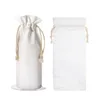 NEW Sublimation Blanks Wedding Wine Bottle Gift Bags Canvas Wine Bag With Drawstring For Halloween Christmas Decoration 2023