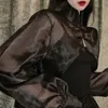 Korobov Japan Stijl Cropped Jas Vrouwen Dunne Jas Koreaanse Perspectief Mesh Blouses Batwing Mouw Blusas Mujer De Moda 220815