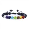 Charm Bracelets Jewelry Natural Stone 7 Chakra Black Lava Weave Tree Of Life Aromatherapy Essential Oil Diff Dh3Cp