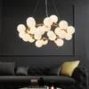 Pendant Lamps Romantic Nordic Style Magic Beans Glass LED Chandelier Living Dining Room Cafe White G4 Suspension Light FixturesPendant