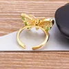Anéis de casamento Design clássico Lucky Butterfly Ring Pink/Green Color