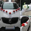 Party Decoration Wedding Car Mirror Handle Artificial Flowers Bridal Decor Fabric DecorParty