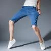 Men's Jeans Men's Summer Brand Stretch Thin High Quality Cotton Denim Men Knee Length Soft Light Blue Casual ShortsMen's