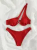 Sexy Bikinis Swimsuits Cut Out Women's Swimwear One Shoulder Biquini High Bathing Suits Push Up Beach Bikini Set 220413236M