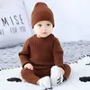 Giyim setleri 3pcs bebek giysileri seti unisex kış bebek kazak gömlek örgü kız şapka 3-6 ay doğumlu erkek çamaşır çırpma