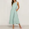 Jumpsuits för damer, lösa sommar-jumpsuiter, kvinnor, ärmlösa, fritidskläder, rygglös, jumpsuit, svart strandoverall, kvinnor, kläder, Ropa