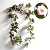 Decorative Flowers & Wreaths 200CM Rose Vine Artificial Vines Rattan Wedding Arch DIY Decoration Spring Garland Fake Plant Home Garden Decor