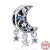925 Sterling Silver Dangle Charm Moon Stars DreamCatcher Fit Fit Pandora Charms Bransoletka DIY Akcesoria biżuterii