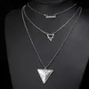 Pendant Necklaces Vintage Silver Color Triangle Multi Layer Alloy Necklace Collar For Women Jewelry Boho GiftPendant