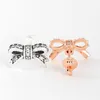 أصيلة 925 Sterling Silver Farmling Bow Stud Encring Gut Womens Gift مع صندوق البيع بالتجزئة الأصلي لأقراط Pandora Rose Gold