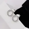 Sparkling Circle Stud Classic 925 Sterling Silver Designer Sieraden Women Heren Gift met originele winkelbox voor Pandora CZ Crystal Oorrings