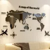 Yaratıcı Dünya Haritası Akrilik Dekoratif 3D Duvar Etiketi Oturma Odası Yatak Odası Ofis 5 Boyutlar DIY HOME Y200103