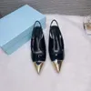 2022 fashionable new patent leather high heels for women sandals unique lettering sexy evening dress wedding low heels party shoes slingback metal buckle