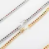 Simple hip-hop Necklace jewelry 4mm color tennis chain copper inlaid color square zircon hipster bracelet249n