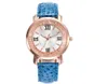 ファッショナブルな豪華なインスゲン女性のクォーツ時計古典的なカジュアルダイヤモンドラウンド合金レザーバックルバンド腕時計レディース学生の腕時計