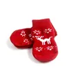 Hundkläder 4st/set jul husdjur strumpor höst vinter anti-halk små hundar skor tjock varmt protektor söt valp katt inomhus slitage bootdog gör