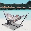 US Stock Double Classic Hammock with Stand for 2 Person-Indoor or Outdoor Use-with Carrying Pouch-Powder-coated Steel Frame W41930053