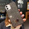 Cas de téléphone de luxe Bling Glitter pour iPhone 13 Pro Max i 12 11 XS XSmax XR 8 7Plus Créateur de mode Placage Strass Diamant Femmes Doux