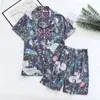 Summer ladies 100%viscose pajama set short-sleeved shorts thin section home service loose large size two piece plus 220329