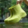 الصلبة في الهواء الطلق للماء السيدات أحذية المطر سميكة وحيد تصميم النساء rainboots خفيفة الوزن إيفا الانزلاق على الفتيات منصة الكاحل الأحذية