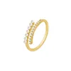 Pearl stones Ring Non-Fading Niche Design Micro-Inlaid Diamond Ins Open Ring Simple Advanced Wholesale for Women