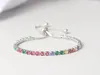 Justerbar flerfärgad tennisarmband för kvinnliga damer Bröllop Rainbow Colorful Zircon Charm Armband Handkedjesmycken DZH045