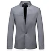 Marca Roupas Homens Moda Terno Partido Casaco Casual Slim Fit Jaquetas OneButtons Terno Sólido Gola Estilo Chinês Blazers Masculino 220514