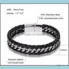 Bracelets porte-bonheur bijoux Xani acier inoxydable en cuir véritable femmes pour hommes noir tresse bracelets livraison directe 2021 F0Nja