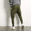 Designer Hip Hop Harem Pants Men Cotton Streetwear calças casuais calças de corredor sólidas bolso de bolso lateral massalas de moletom