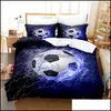 Set di biancheria da letto Forniture Tessili per la casa Set da calcio da giardino Singolo Twin Fl Queen King Size Appassionati di sport Fan Letto Per bambini Camera da letto per bambini D