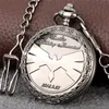 Relógios com capa de pássaro gravado steampunk com número romano relógio de bolso de quartzo para homens e mulheres colar com pingente corrente