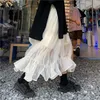 메쉬 스커트 가을 겨울 높이 허리 슬림 한 기질 중간 길이 한국 스타일 여성 스커트 210315