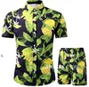 2 피스 세트 남성 트랙 슈트 하와이 셔츠 반바지 세트 꽃 인쇄 의상 해변의 옷을 입고 옷을 입고 2022 옷 캐주얼