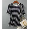 Women's Sweaters Women O-Neck Knitted Shirt 2022 Spring Summer Striped Sweater Blouse Female Casual Short Sleeve Twist Knit Pullovers AIYANG