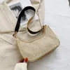 Bolsos de noche, bolso de hombro de paja de ratán tejido, bolsos pequeños de playa para mujer, bolsos de verano hechos a mano con cadena de mensajero, noche 2022