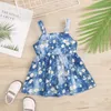 Vestidos de menina 0-2y Baby Girl Dress Floral Print Square Neck Tank sem mangas de verão Princesa da criança doce