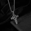 Pendant Necklaces Vintage Viking Celtic Knot Pattern Cross Necklace Men Stainless Steel Chain Jewelry Amulet WholesalePendant