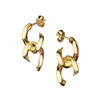 Tide Brand Stud Ins Hip-Hop Kardashian Ken Bean Cross Chain Earrings Plated 18k Gold Fashion All-Match High-End Gift Jewelry