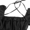 Suchcute Gothic Women Mini Dress Ruffles Summer Vintage Dark Party ES 90s Eesthetics Slim Elastic Midje Clubwear 220521