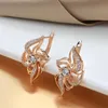 Stud Kinel Luxe Boho 585 Boucles d'oreilles en or rose pour femmes Micro-cire Inlay Naturel Zircon Cristal Fleur De Mariée Bijoux De Mariage Moni22