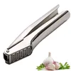 Garlic Press 304 Stainless Steel Garlic Crusher Rust Proof Heavy Duty Garlic Mincer With Square Hole Kitchen Tools 210319