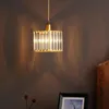 Pendant Lamps Corridor 1 Pcs Long Crystal Bar Light Square Lamp For Hallway Lamparas E14 Led Porch Bedroom LightPendant