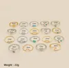 19 Pcs/set Charm Gold Silver Finger Ring Set Vintage Boho Ocean Wave Turquoise Starfish Knuckle Party Rings Punk Jewelry Gift for Girl Women