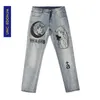 Uncledonjm Cartoon wydrukowane męskie Slim Slim Pants męskie rozryte dla mężczyzn zniszczone dżinsy RMB20S169 201111