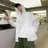 Giacche da uomo Giacca estiva da uomo Cappotto di protezione solare con cappuccio sottile e leggero Nero Bianco Poliestere Taglie forti Abbigliamento casual streetwearUomo