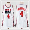 SJZL98 MEN'S 1994 Team USA # 4 Joe Dumars White Bule Retro Thrackback Koszykówka Jersey zszył dowolną liczbę i nazwę