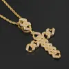 Pendant Necklaces Brass CZ Cross Pendants Iced Out Hip Hop Necklace For Men And Women Gold Color Silver CN124Pendant