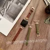 Bands Watch Watch Beards Guard Bands Leather Rose Gold Connector Ladies For Strap Iwatch Series 7 3 4 5 SE 6 Workband Bracelet Women Fashion Brown Present 240308